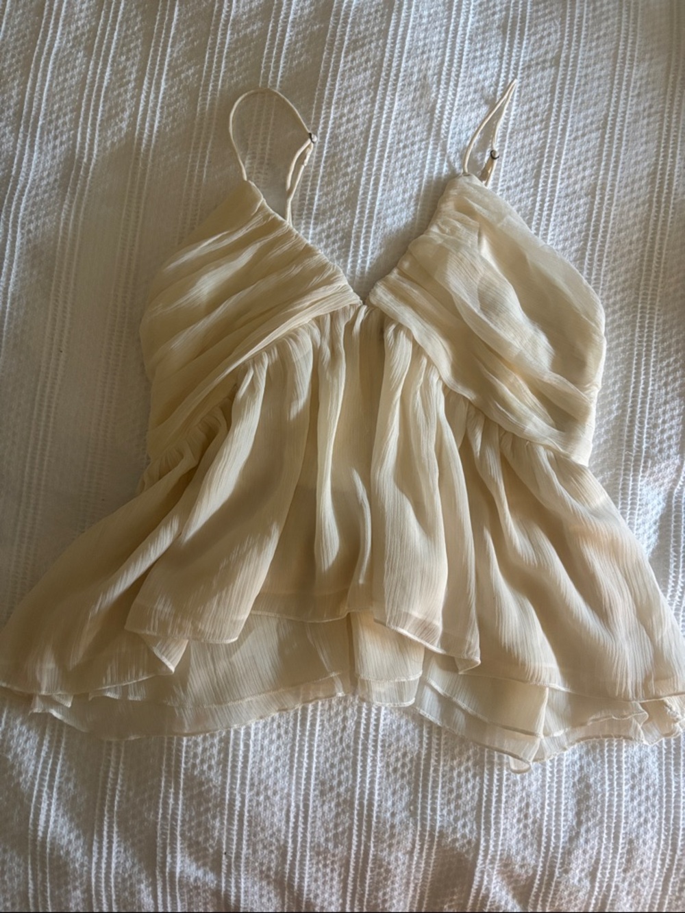 Abercrombie & Fitch Cream Layered Chiffon Spaghetti Strap Cami